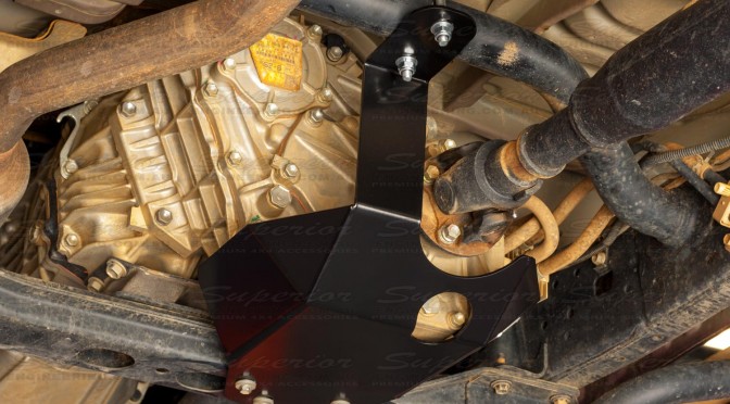 Left Underside View of the Superior Engineering Transfer Case Guard to suit the Toyota Landcruiser 79 Series