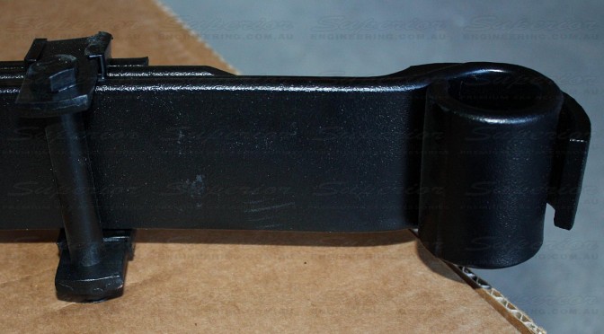 View of the pin mount end of the leaf spring