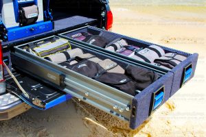 Fully opened double drawer system on the Toyota Hilux showcasing the ultimate secure storage device