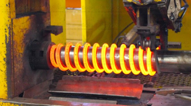 The final stage of a Superior coil spring being wound and formed on our precision mandrels